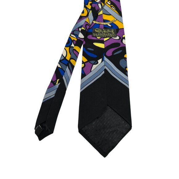 Rush Limbaugh No Boundaries Collection Silk Tie Abstract Multicolor Design Black - Picture 4 of 6